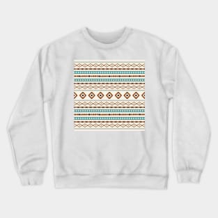 Aztec Teal Terracotta Black Cream Mixed Motifs Pattern Crewneck Sweatshirt